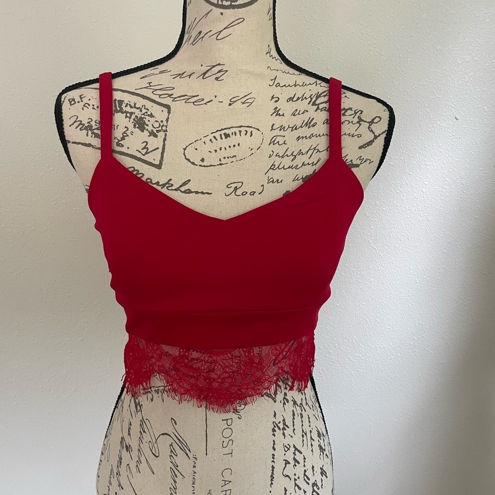 😍 cute Expression crop top red XS Y2K EUC 🌸 (3)